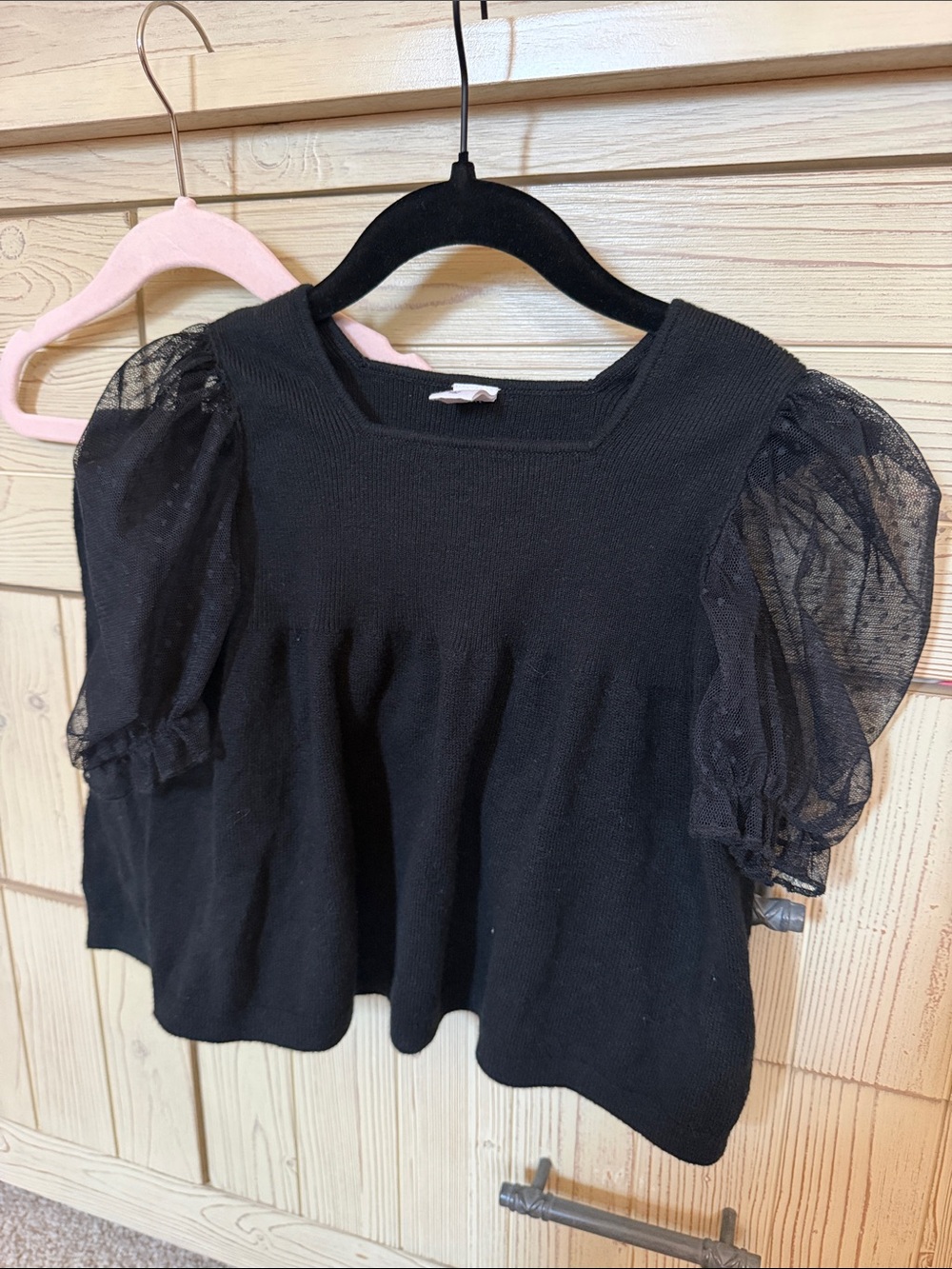 GAP Baby 5 years Black Puff-Sleeve Square Neck Knit set